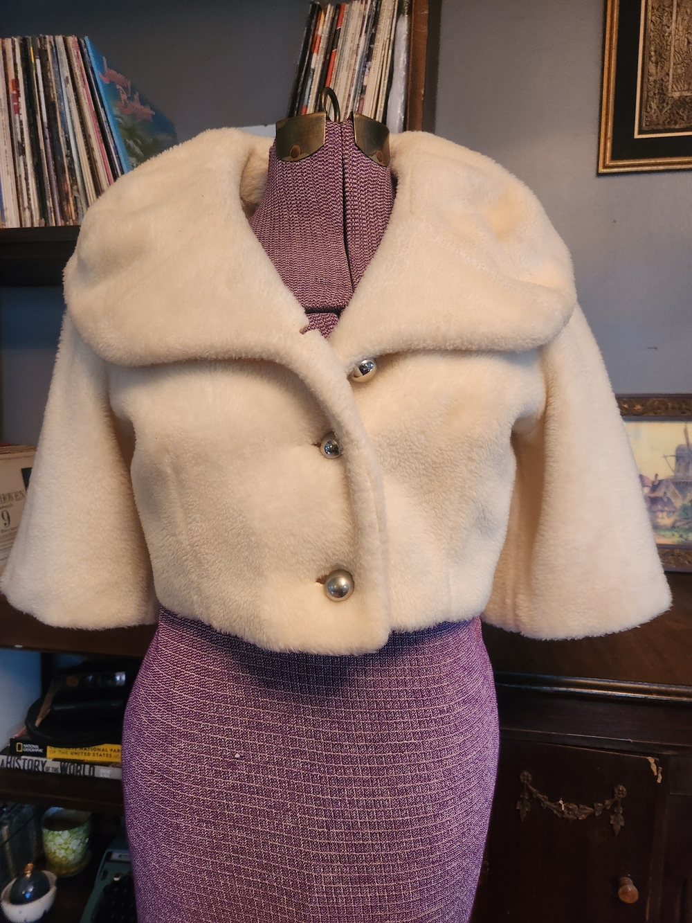 Cream Bollero Faux Fur Jacket
